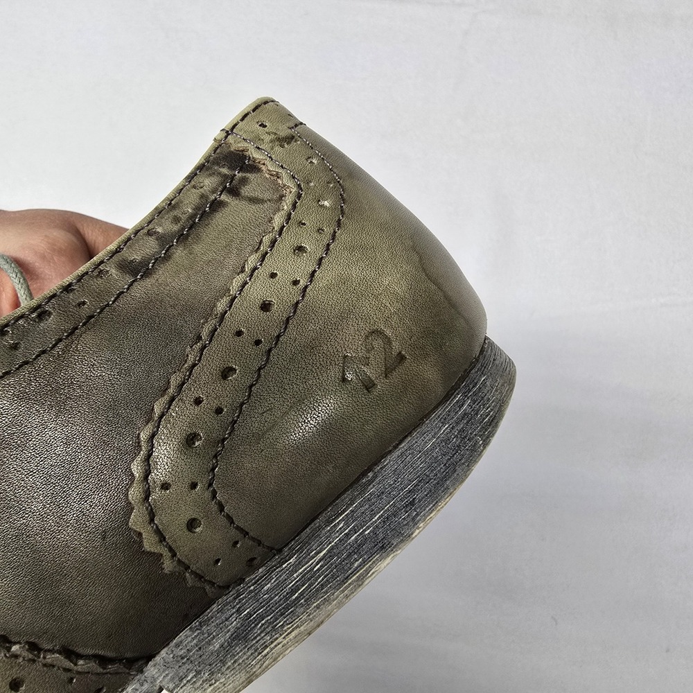 Bed Stu Mens Grey Distressed Leather Wingtip Oxford Brogue Dress Shoes 13 - Picture 9 of 9